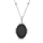 Collier en argent rhodi chane avec mdaille ovale 14mm perle pierres naturelles Agate noire 38+5cm