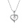 Collier en argent rhodi chane avec pendentif coeur contour oxydes blancs 42+3cm