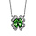 Collier en argent rhodi collection joaillerie chane avec pendentif trfle  4 feuilles en oxydes verts avec contours en oxydes blancs sertis - longueur 40cm + 4cm de rallonge