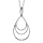 Collier en argent rhodié chaîne avec pendentif 3 gouttes de taille différente en fil - longueur 40cm + 4cm de rallonge