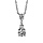Collier en argent rhodi chane avec pendentif oxyde blanc en forme de goutte retenant 2 oxydes ronds blancs sertis - longueur 42cm + 4cm de rallonge