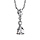 Collier en argent rhodi chane avec pendentif 3 oxydes blancs sertis dont 2 en forme de goutte - longueur 42cm + 4cm de rallonge
