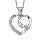 Collier en argent rhodié chaîne avec pendentif coeur évidé avec boucle Love à l'intérieur et oxydes blancs sertis sur 1 côté - longueur 40cm + 5cm de rallonge