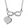 Collier en argent rhodi chane avec pendentif symbole infini orn d'1 coeur lisse suspendu - longueur 42cm + 3cm de rallonge