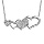 Collier en argent rhodi chane avec pendentif 4 coeurs alterns dont 2 ajours et 2 pavs d'oxydes blancs sertis - longueur 42cm + 3cm de rallonge