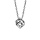 Collier en argent rhodi chane avec pendentif cube ouvert avec 1 oxyde blanc  l'intrieur - longueur 40cm + 4cm de rallonge