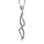 Collier en argent rhodi chane avec pendentif 2 vagues relies aux bouts, 1 en rail d'oxydes blancs sertis et l'autre lisse - longueur 40cm + 4cm de rallonge