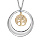 Collier en argent rhodi chane avec pendentif anneau prnom  graver et arbre de vie en dorure jaune 40+5cm  graver 1 ou 2 prnoms