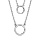 Collier en argent rhodi 2 chanes avec pendentifs anneaux, 1 petit lisse et l'autre orn d'oxydes blancs sertis - longueur 42cm + 3cm de rallonge