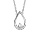 Collier en argent rhodi chane avec pendentif goutte avec arrondi orn d'oxydes blancs sertis et 1 oxyde blanc  l'intrieur - longueur 38cm + 4cm de rallonge