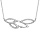 Collier en argent rhodi chane avec au milieu feuilles vides lisses et ornes d'oxydes blancs sertis - longueur 40cm + 4cm de rallonge