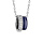 Collier en argent rhodi chane avec 2 anneaux, 1 en cramique bleu marine et 1 orn d'oxydes blancs sertis - longueur 40cm + 5cm de rallonge