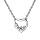 Collier en argent rhodi coeur 7 oxydes blancs sertis 38cm + 4cm