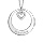 Collier en argent rhodi chane avec pendentif anneau prnom  graver et coeur d'oxydes blancs suspendu - longueur 40cm + 5cm de rallonge