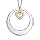 Collier en argent rhodi avec Pendentif anneau ajour et coeur en dorure jaune et oxydes blancs 42+3cm