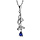Collier en argent rhodi collection joaillerie chane avec pendentif pierre bleu fonc 43cm + 2cm