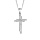 Collier en argent rhodié chaîne avec pendentif croix oxydes blancs sertis 42cm + 3cm
