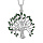 Collier en argent rhodi massif chane avec pendentif arbre de vie grand modle oxydes blancs et verts sertis 40+5cm