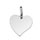 Pendentif en argent rhodi coeur  graver petit modle - plaque fine