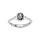 Bague en argent rhodi avec oxyde arc en ciel mystique et contour oxydes blancs sertis