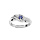 Bague en argent rhodi motif crois avec oxydes bleus et blancs sertis