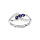 Bague en argent rhodi double brin avec oxydes bleus et blancs sertis