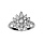 Bague en argent rhodi motif fleur orn d'oxydes blancs sertis