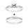Bague double en argent rhodi : 1 anneau rail d'oxydes et 1 anneau rail d'oxydes et solitaire blanc