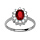 Bague en argent rhodi collection joaillerie oxyde rouge au centre et petits oxydes blancs autour