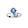 Bague en argent rhodi orne d'oxydes bleus et blanc sertis