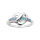 Bague en argent rhodié coeur entrelacé et oxydes bleu ciel