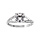 Bague en argent rhodi solitaire crois avec oxyde blanc serti 4 griffes
