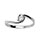 Bague en argent rhodi solitaire en oxyde blanc serti 4 griffes sur monture en forme de vague