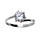 Bague en argent rhodi solitaire en oxyde blanc serti 6 griffes sur monture tournante