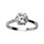 Bague en argent rhodi solitaire en oxyde blanc serti 6 griffes