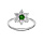 Bague en argent rhodi marguerite avec oxyde au centre vert et contour blancs sertis