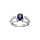 Bague en argent rhodi avec oxyde central bleu et trois rails d'oxydes blancs sertis