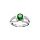 Bague en argent rhodié grand diamètre, un oxyde central vert et trois rails d'oxydes blancs sertis