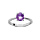 Bague en argent rhodi anneau et pierre vritable Amethyste 6,5mm