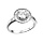 Bague en argent rhodi ronde centre oxyde blanc et contour oxydes blancs sertis