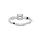 Bague solitaire en argent rhodi 5mm oxyde blanc serti griffes