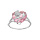 Bague en argent platin coeur avec volute et oxyde rose