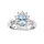 Bague en argent rhodi massif avec Topaze bleue ovale et oxydes blancs sertis