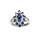 Bague en argent rhodi marquise avec oxydes bleus et blancs