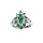 Bague argent rhodi marquise avec oxydes verts et blancs