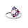 Bague en argent rhodi gomtrie avec oxydes roses