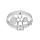 Bague en argent rhodi anneau ruban avec breloques cadenas coeur clefs et oxydes blancs