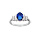 Bague en argent rhodi avec oxyde blanc et bleu fonc