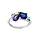 Bague en argent rhodi avec 5 oxydes bleus et blanc sertis