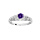 Bague en argent rhodi solitaire 5mm en oxyde violet et feuillage